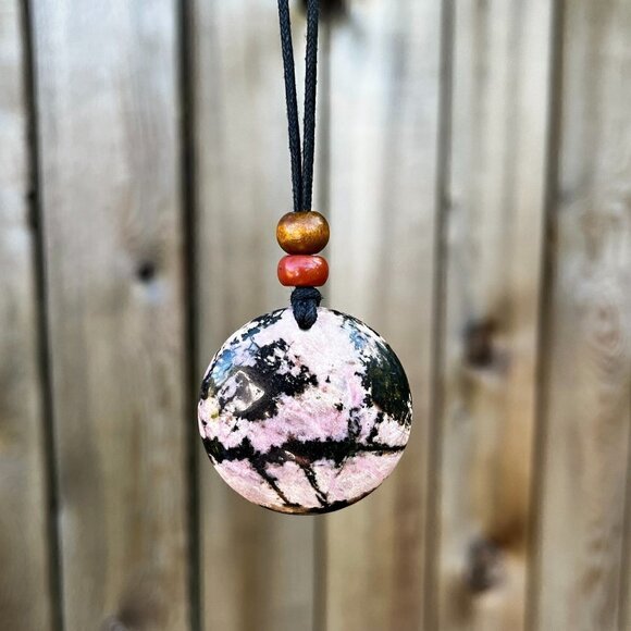 Artisan Jewelry - Rhodonite Gemstone Necklace | Handmade